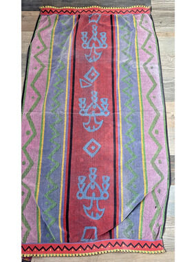 Vintage 90’s Vibrant Cecil Saydah Beach Towel Hieroglyphics Egyptian Design